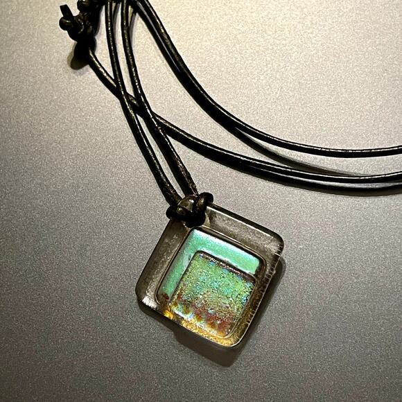 3 for $15CLEARANCE Layered Iridescent Artisan Glass Pendant - Picture 3 of 7